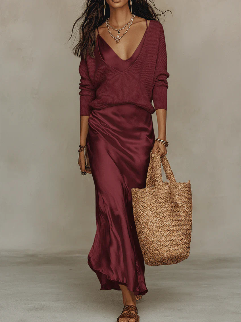 Isabela™ | Vestido Satinado Midi Premium