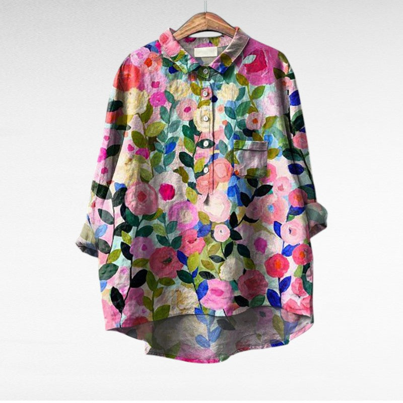 María™ | Blusa de lino cómoda y favorecedora para el día a día