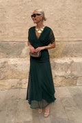 Luisa™ | Vestido Maxi Elegante de Georgette de Seda con Escote en V