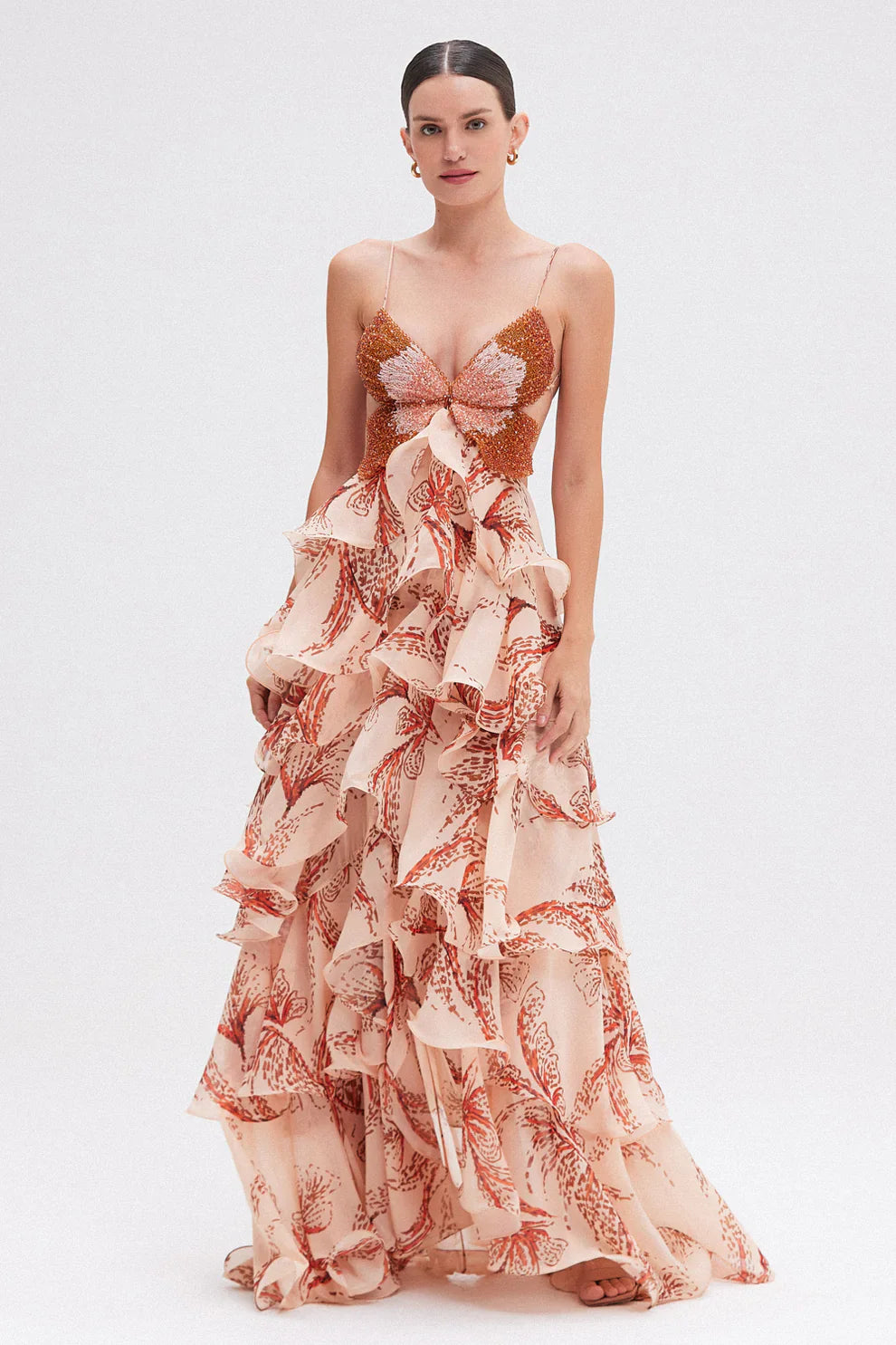 Nahia | Vestido con volantes (100% Gasa de seda - Silk Chiffon)