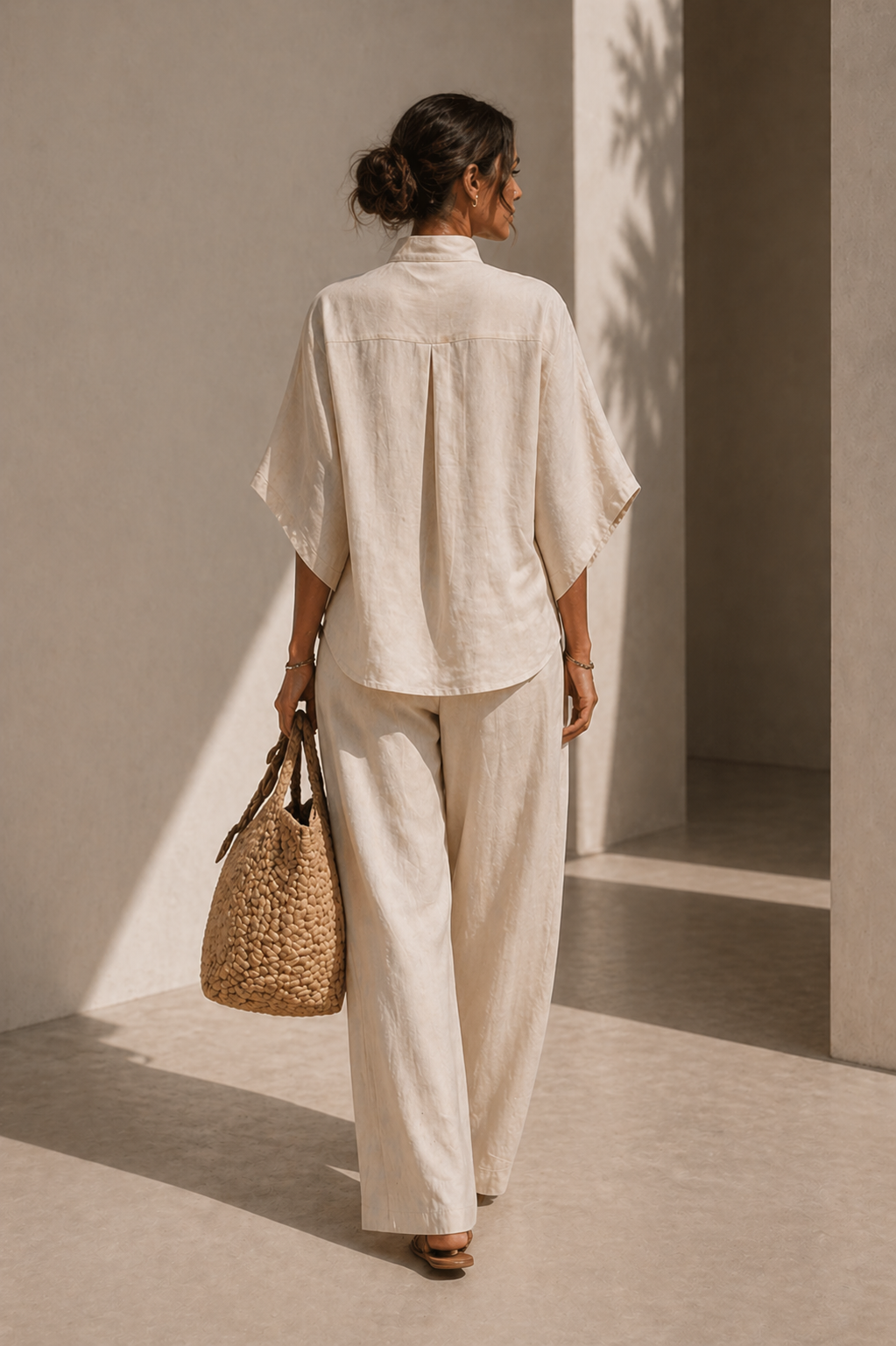 Maribel™ | Conjunto de lino con mangas murciélago y pantalón ancho