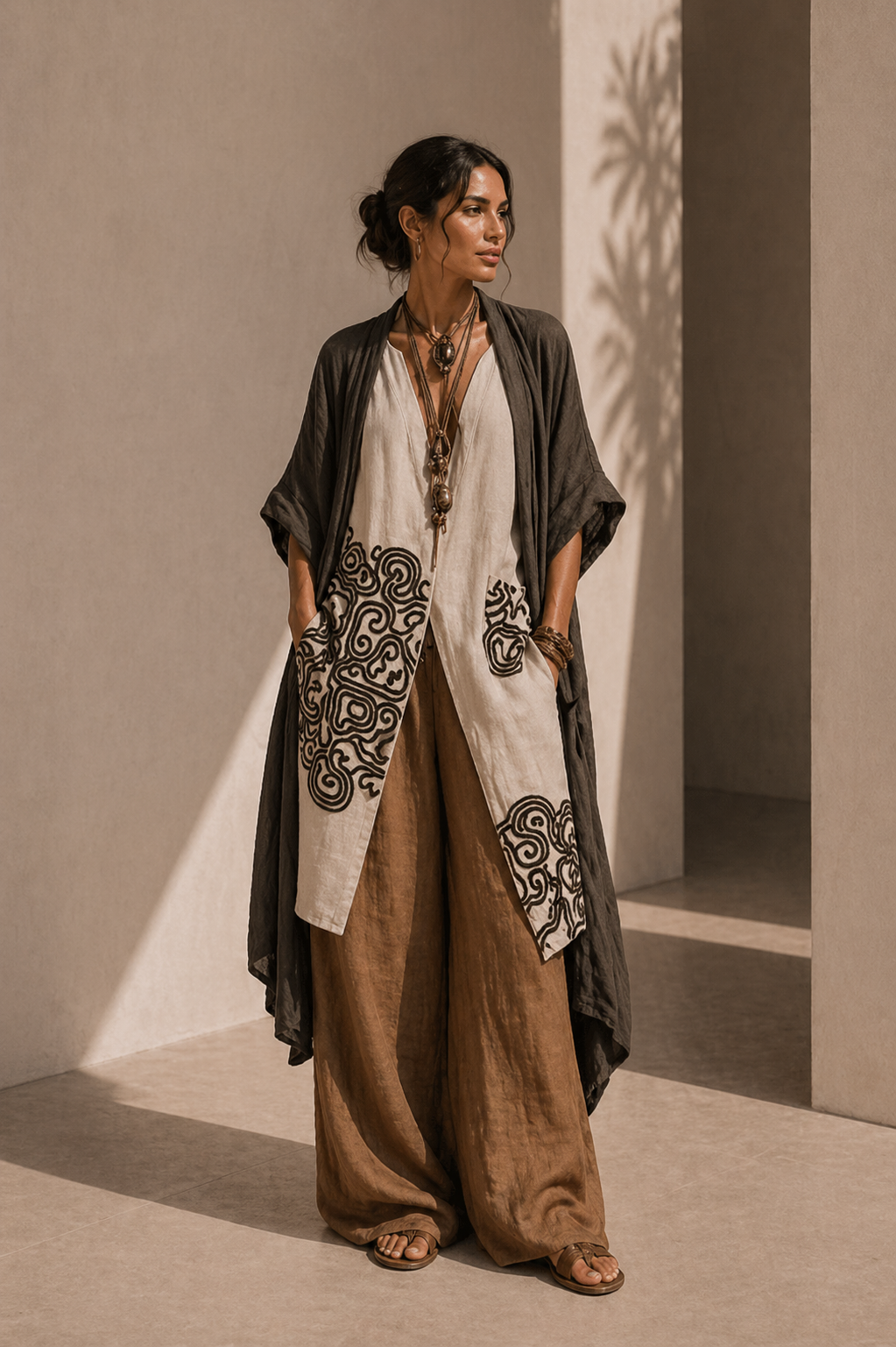 Conjunto Boho de 3 Piezas en Algodón y Lino – Estilo Nómada Elegante