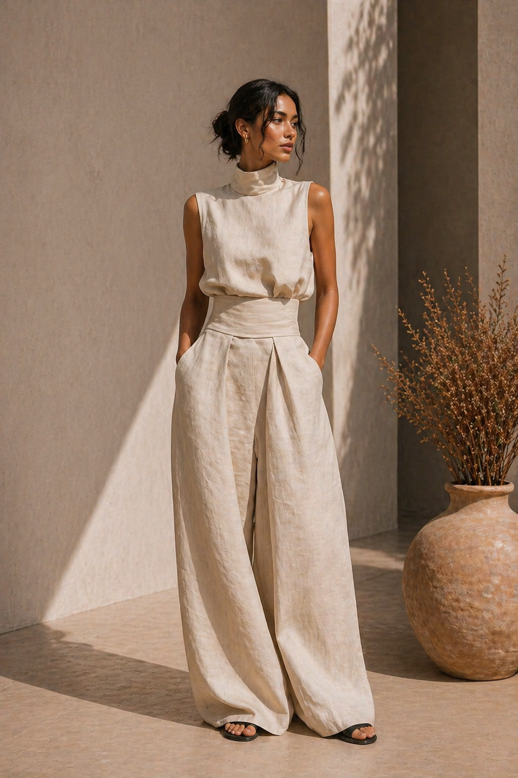 Nuria | Conjunto minimalista de blusa sin mangas