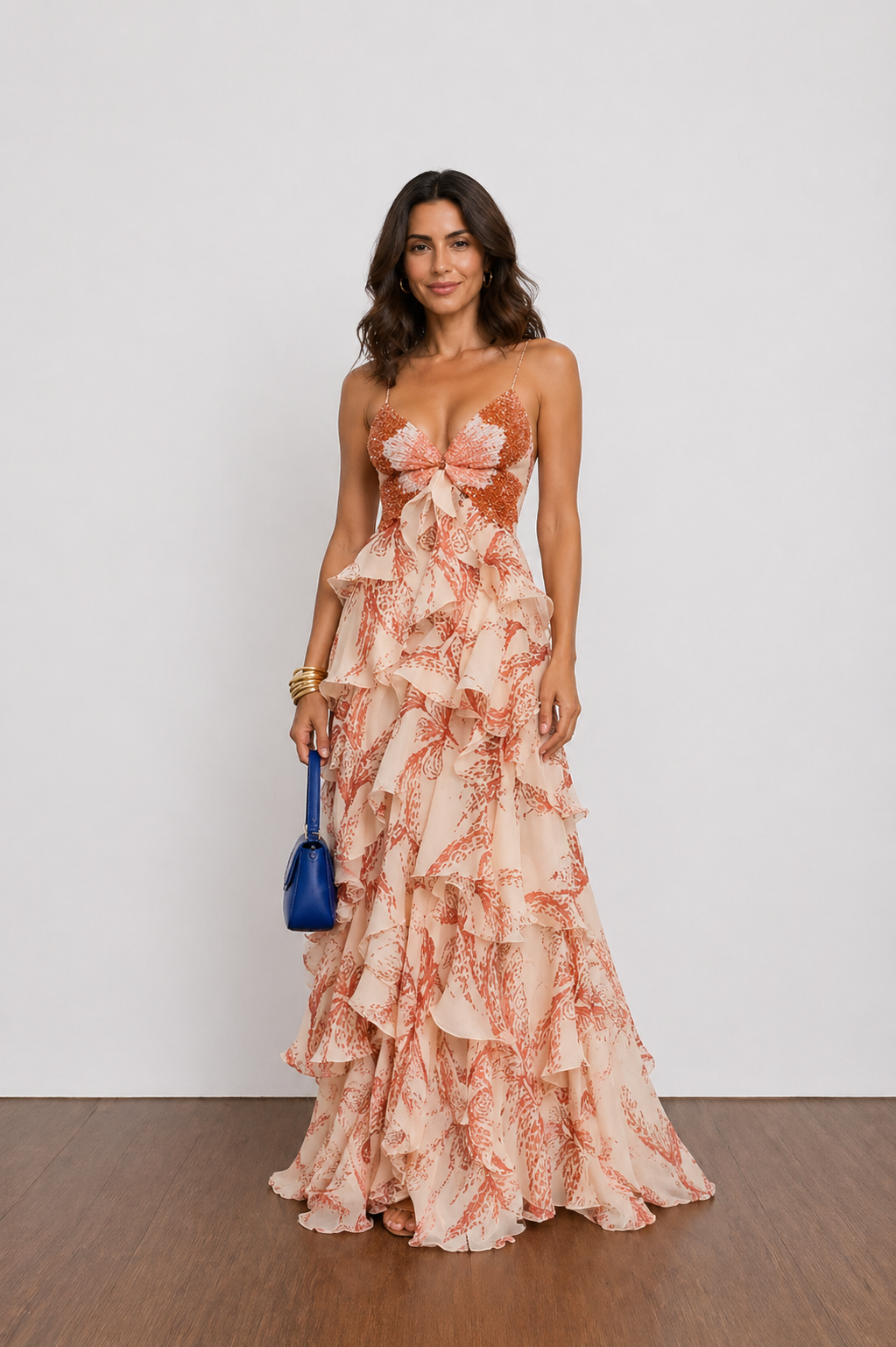 Nahia | Vestido con volantes (100% Gasa de seda - Silk Chiffon)