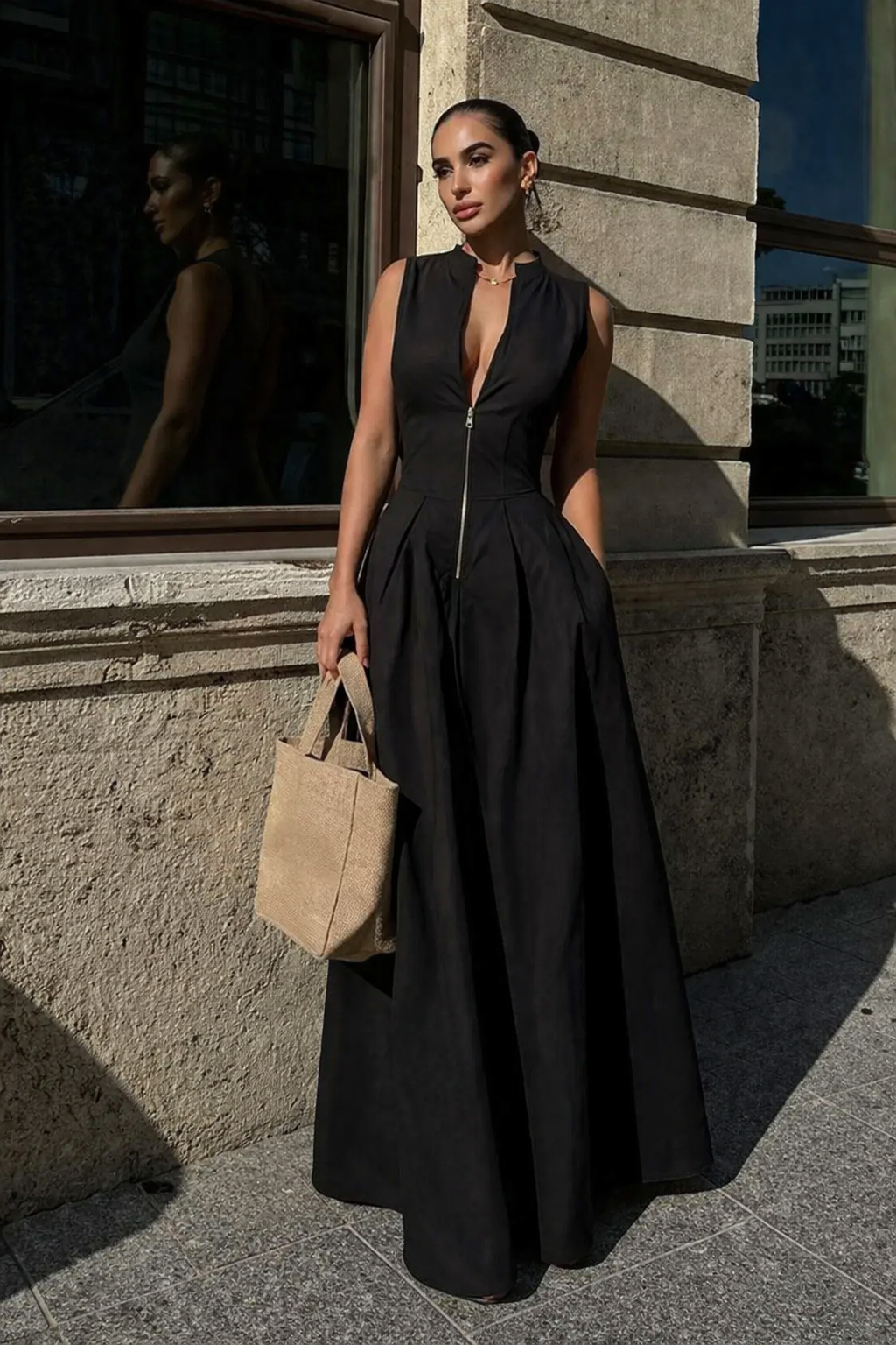 SANDRA/ estido elegante de algodón que estiliza la cintura y alarga la silueta