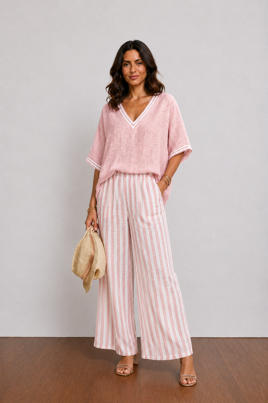 Sara™ | Conjunto de lino a rayas Elegante y Fresco