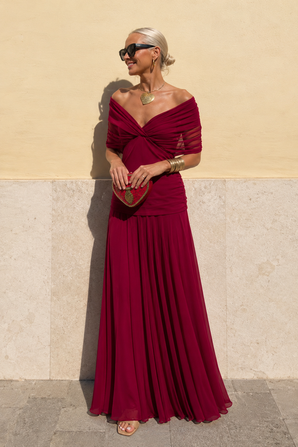 Luisa™ | Vestido Maxi Elegante de Georgette de Seda con Escote en V