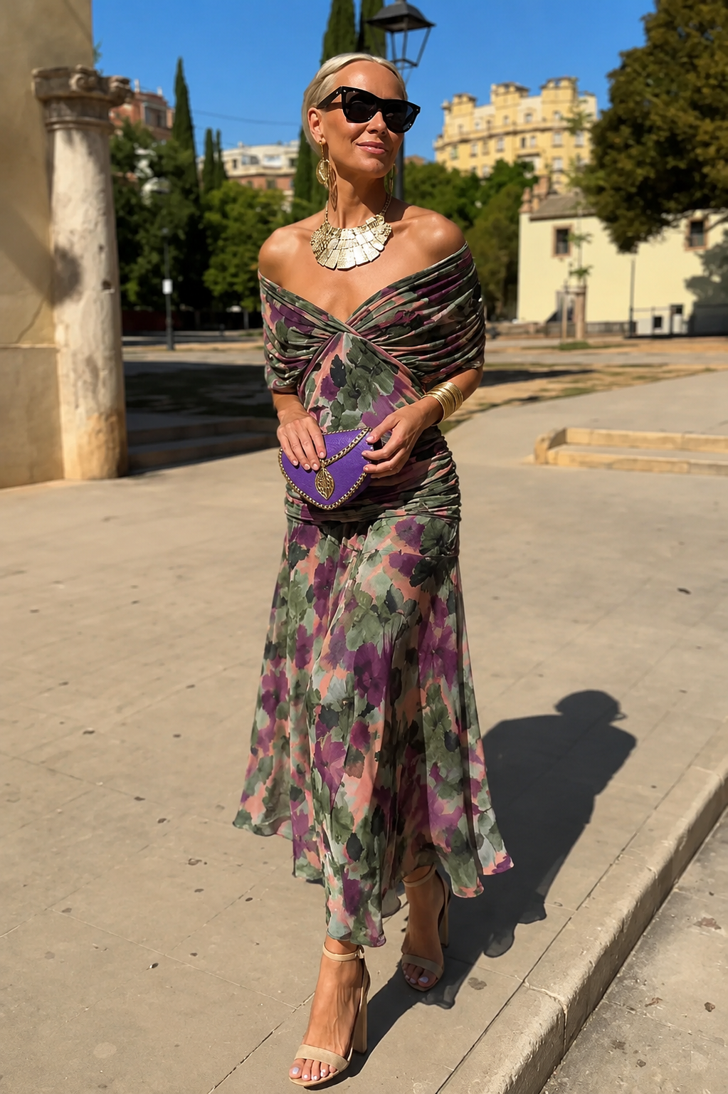 Luisa™ | Vestido Maxi Elegante de Georgette de Seda con Escote en V