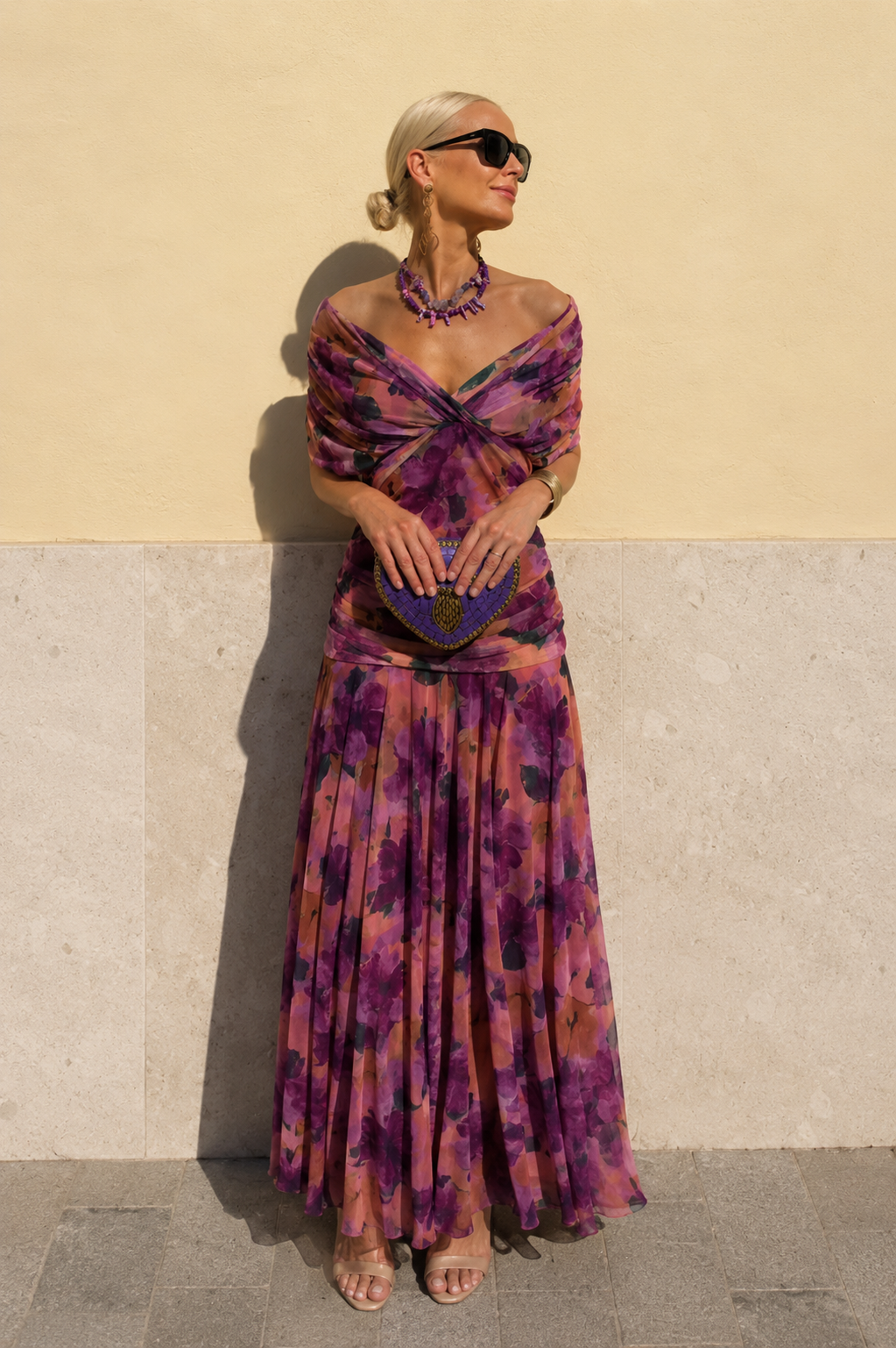 Luisa™ | Vestido Maxi Elegante de Georgette de Seda con Escote en V