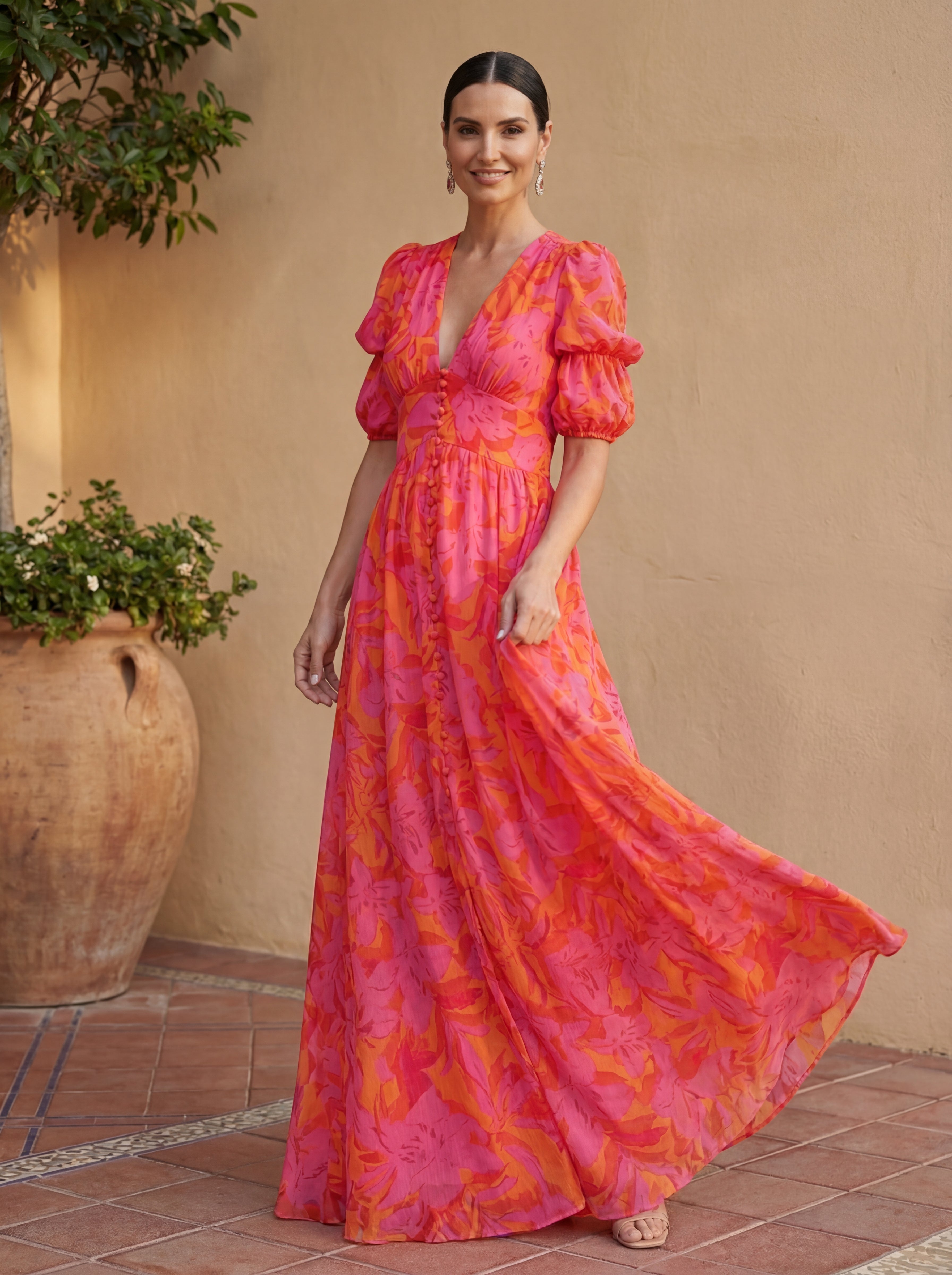 AITANA™ | Vestido Largo en Georgette de Seda