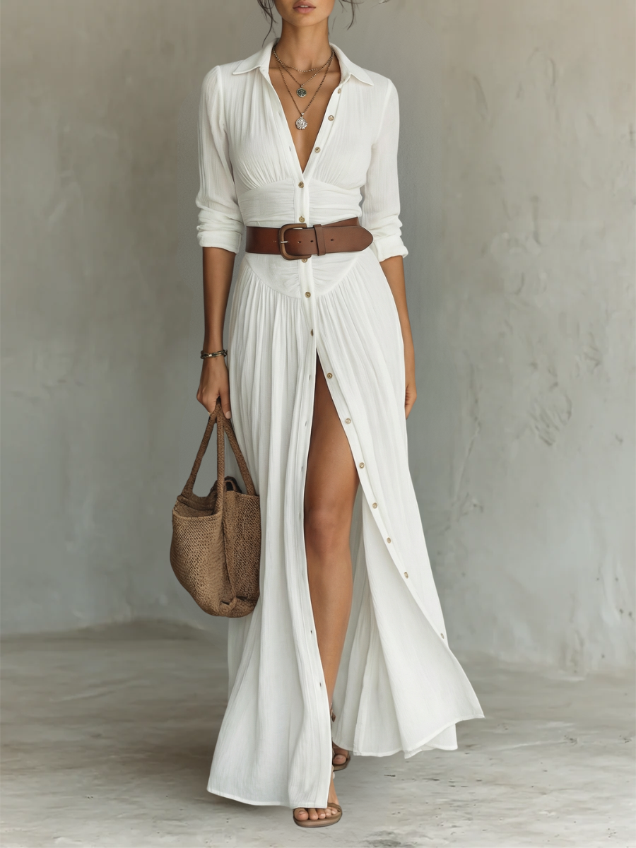 Sofia - Vestido largo de lino para mujer