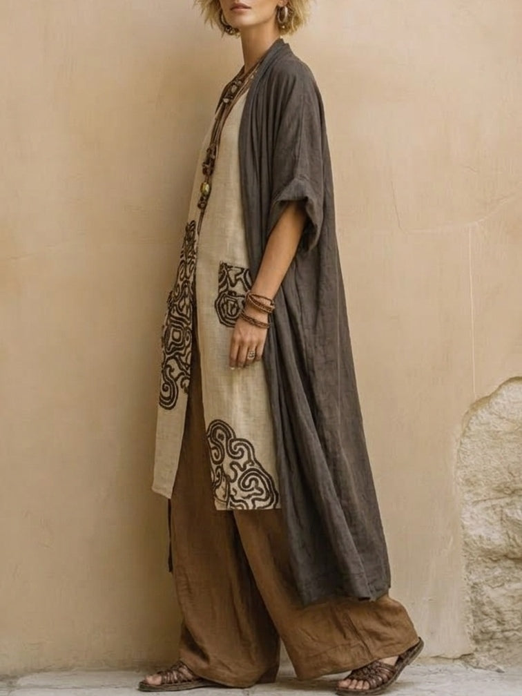 Conjunto Boho de 3 Piezas en Algodón y Lino – Estilo Nómada Elegante