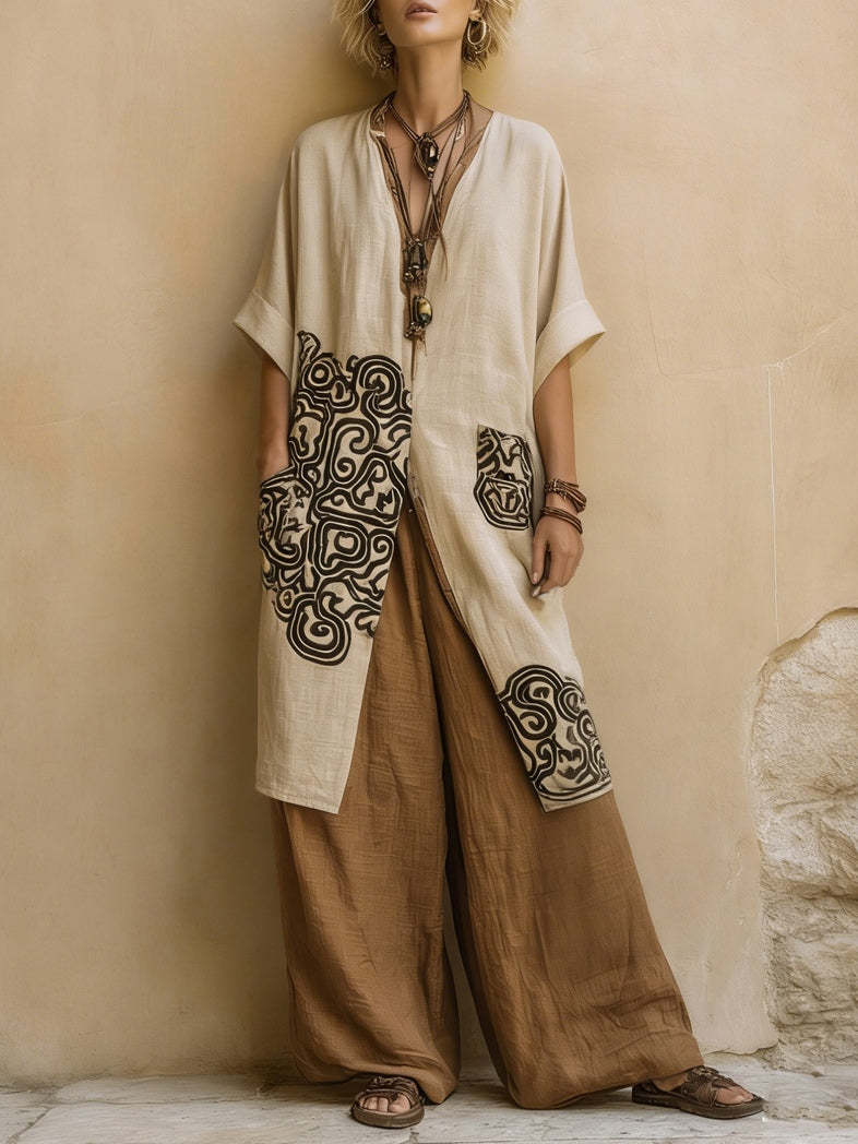 Conjunto Boho de 3 Piezas en Algodón y Lino – Estilo Nómada Elegante