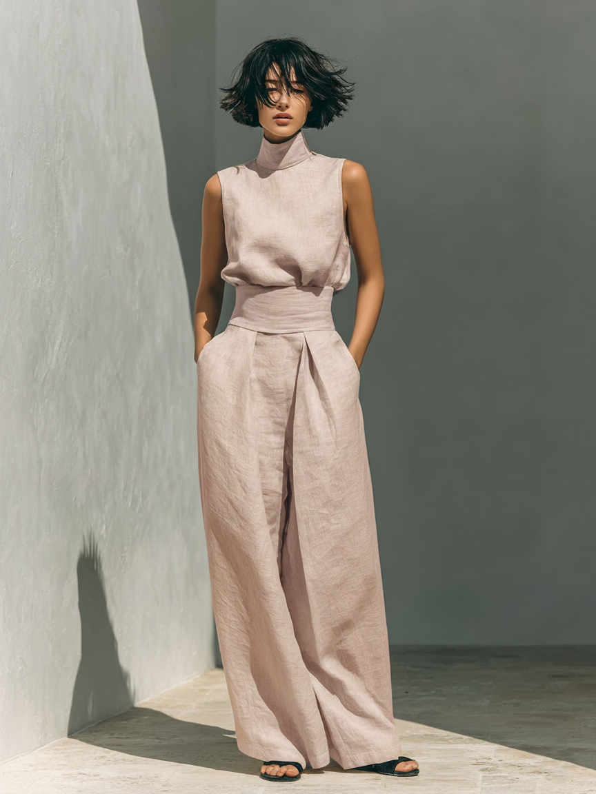 Nuria | Conjunto minimalista de blusa sin mangas