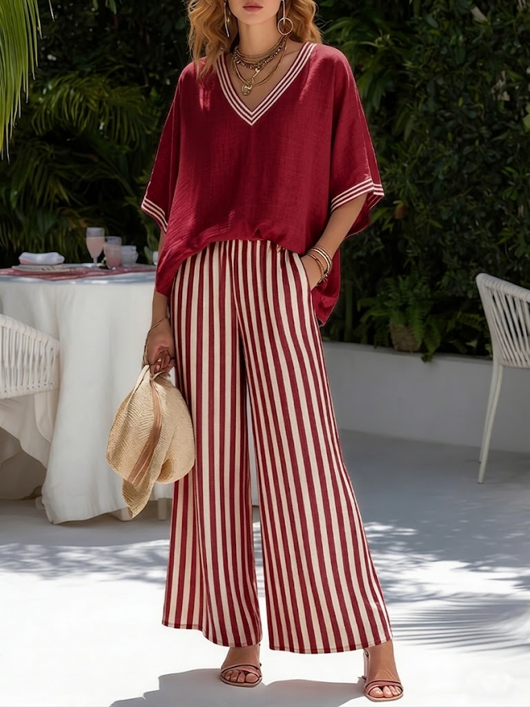 Sara™ | Conjunto de lino a rayas Elegante y Fresco